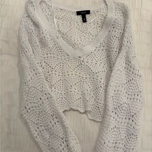 Aqua Women's Cream V-Neck Knit Sweater